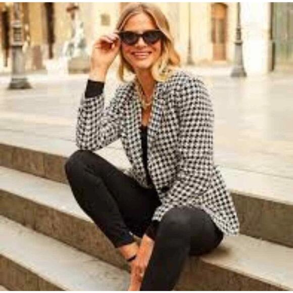Sanctuary Johnnie Houndstooth Blazer Medium Oversized Fall Jacket Shacket - Picture 1 of 11
